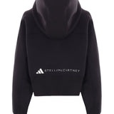 Felpa con cappuccio crop in nero Adidas by stella mc cartney - donna 