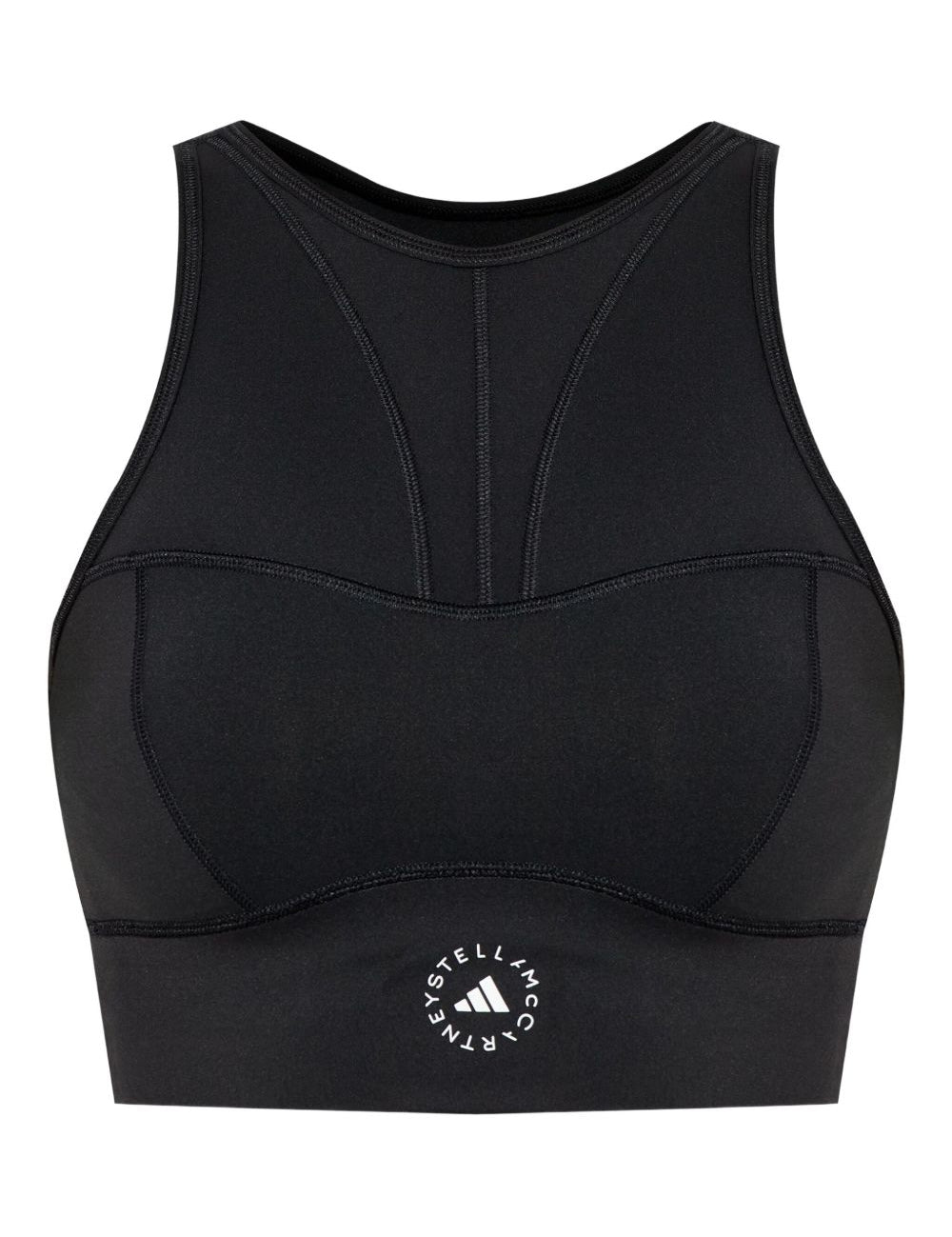Top sportivo con logo in nero 