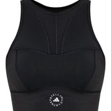 Top sportivo con logo in nero 