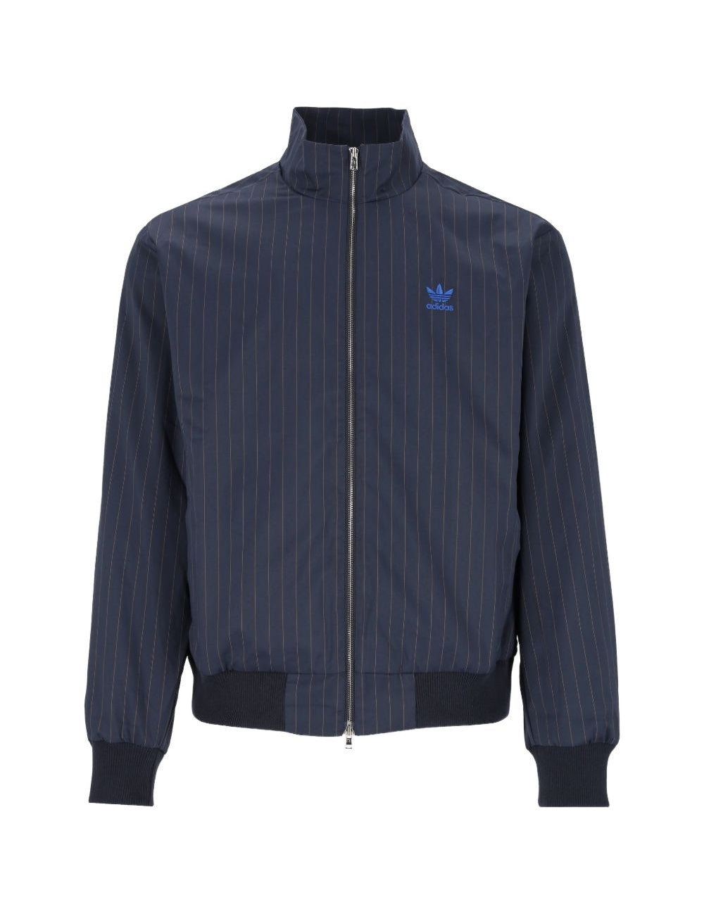 Felpa gessata con zip in blu 
