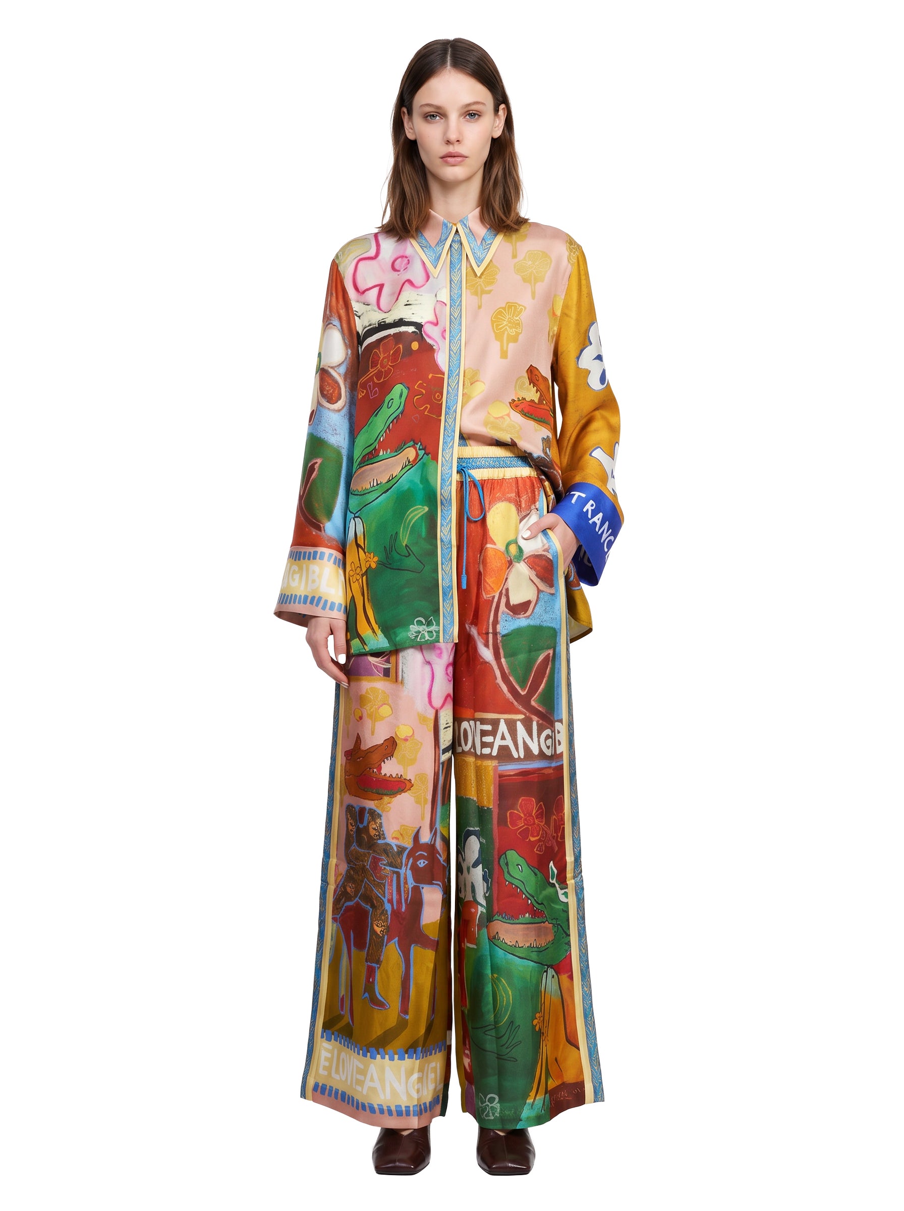 Pantaloni Mlak stampa multicolore 