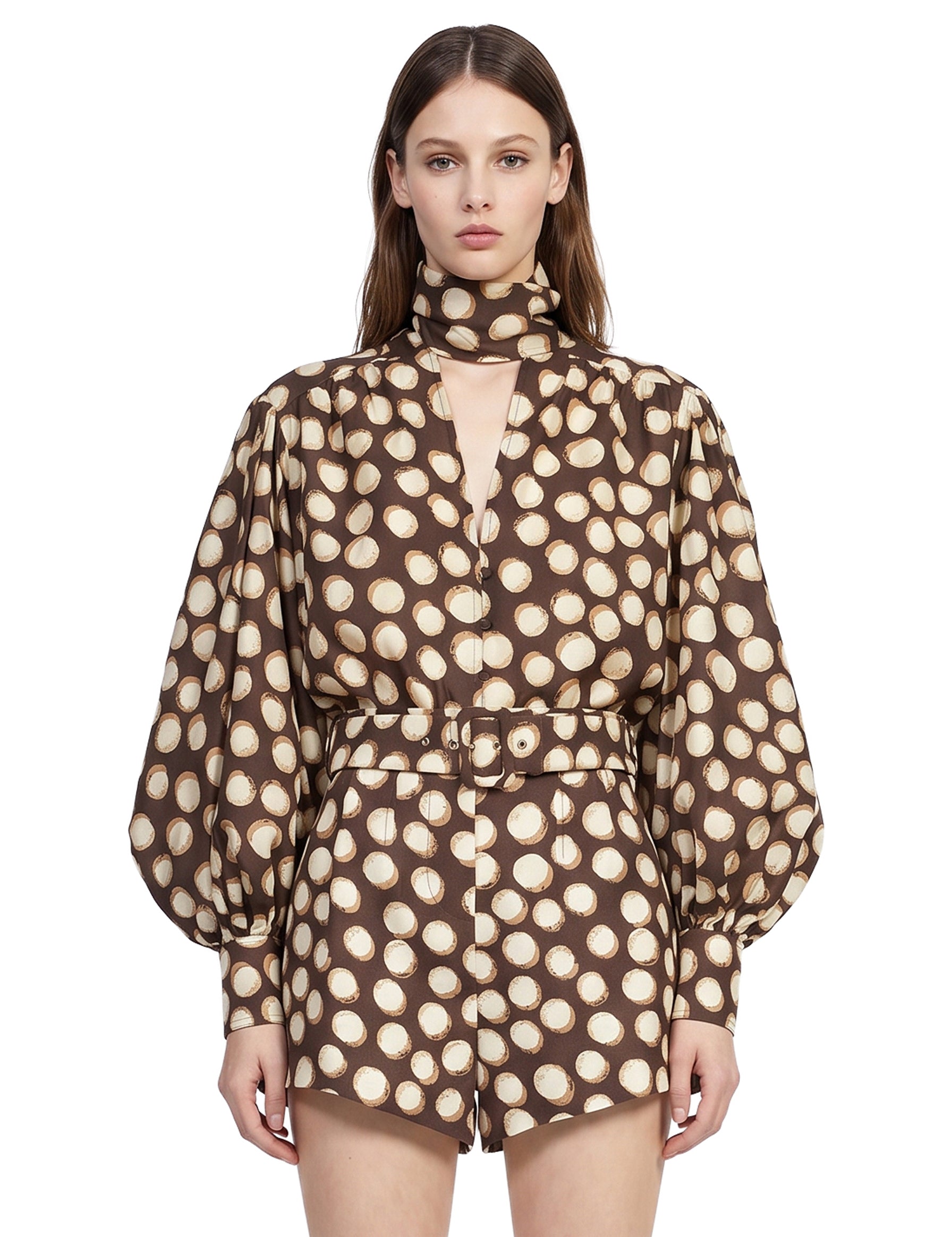 Blusa Paula a pois marrone 