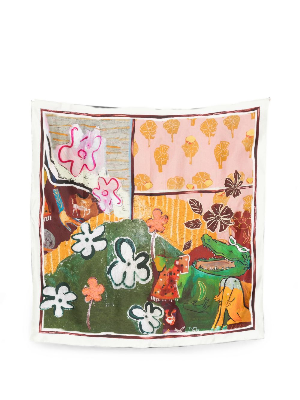 Foulard in seta con stampamulticolore 