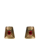 Orecchini in metallo e cristallo oro e rosso 