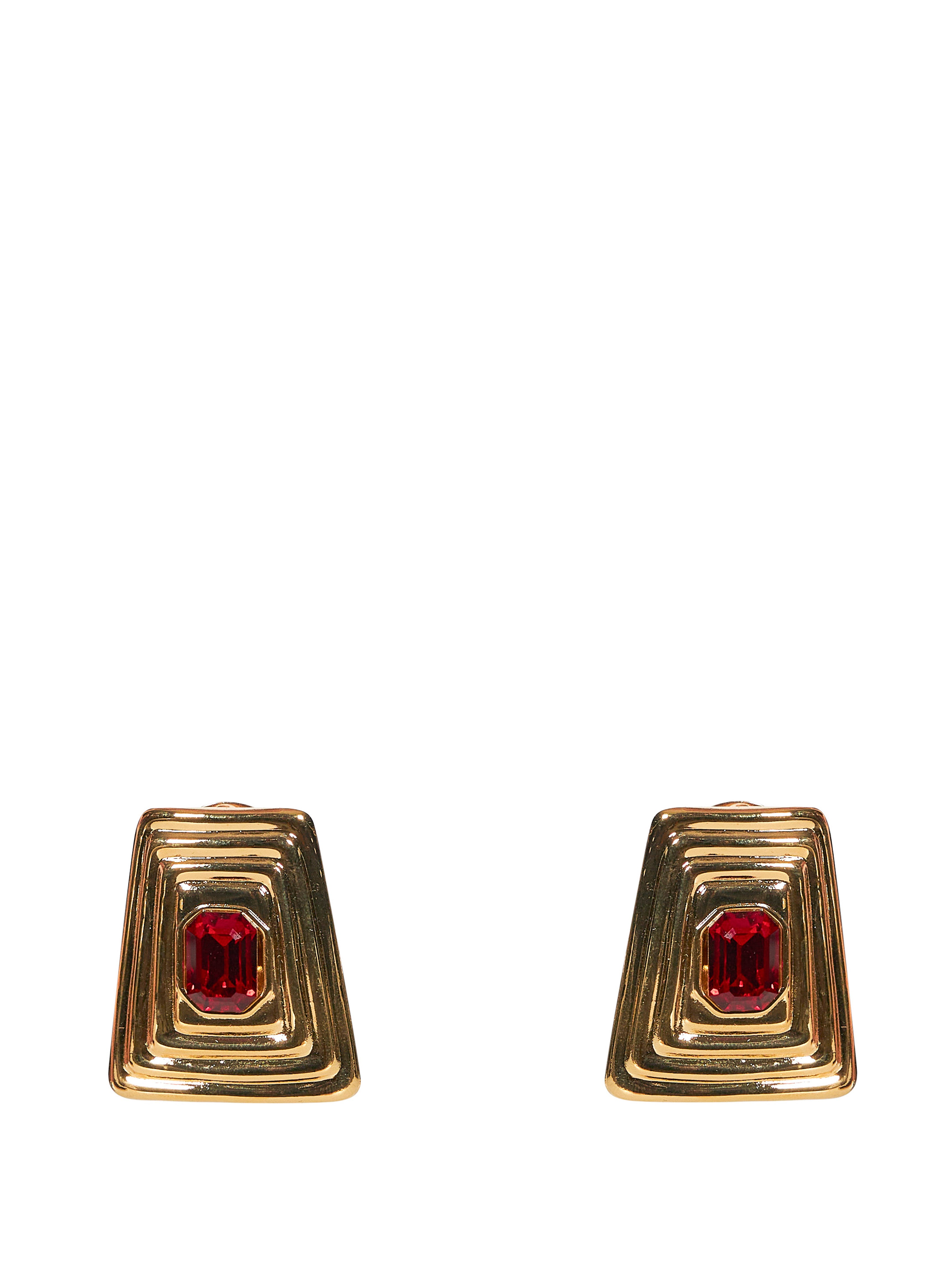 Orecchini in metallo e cristallo oro e rosso 