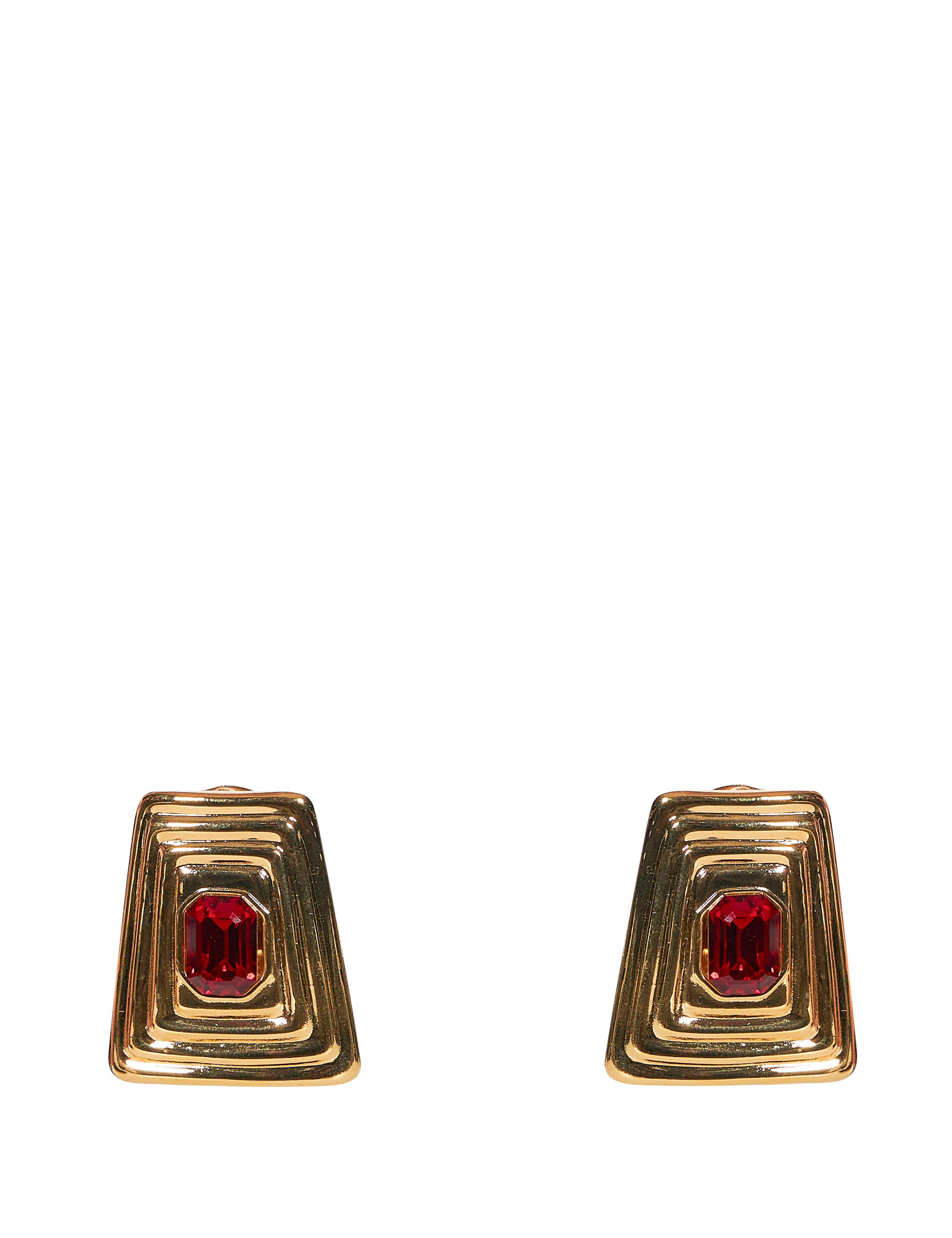 Orecchini in metallo e cristallo oro e rosso 