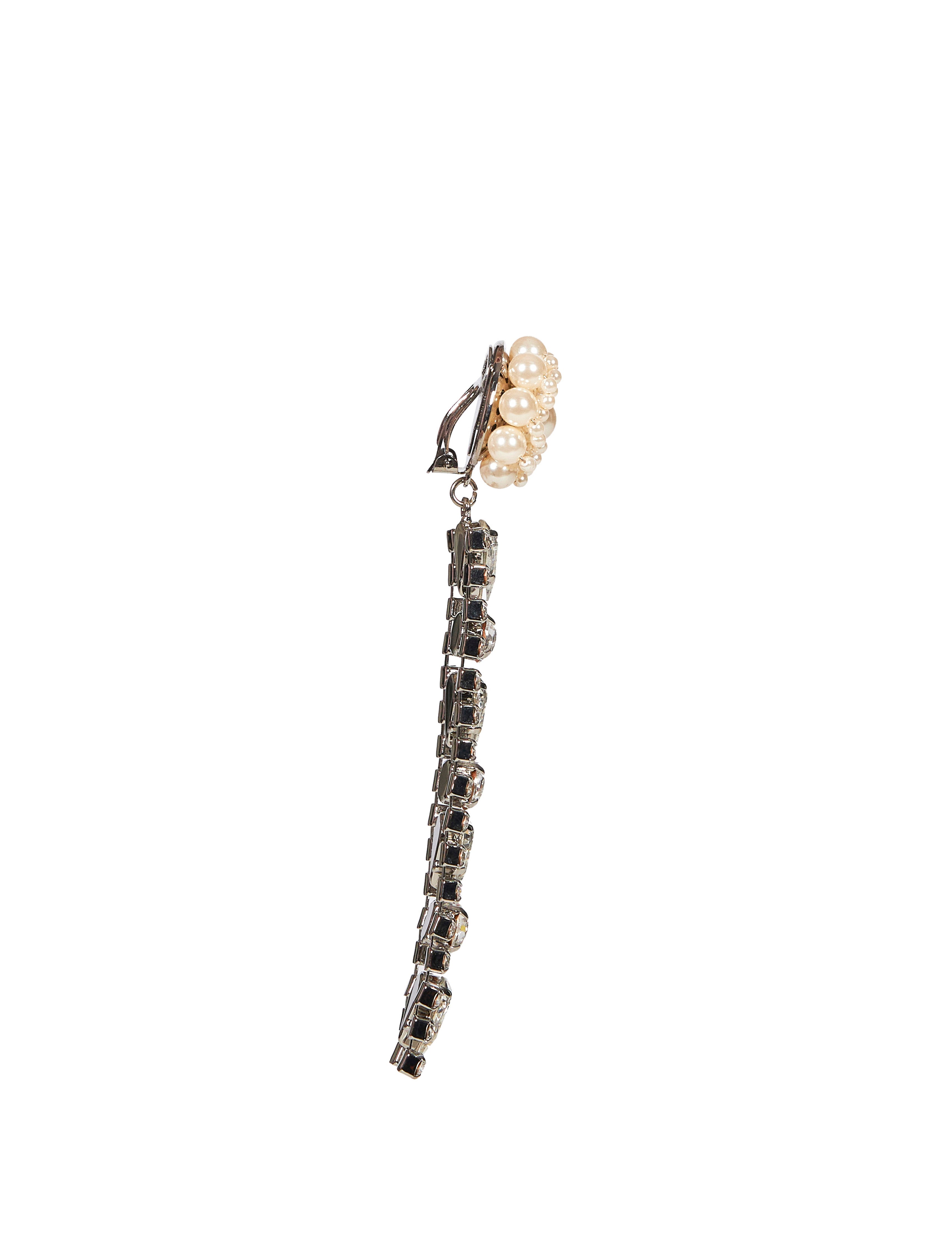 Orecchini pendenti con perle e cristalli in argento 