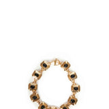 Collana in metallo e cristalli in nero e oro 