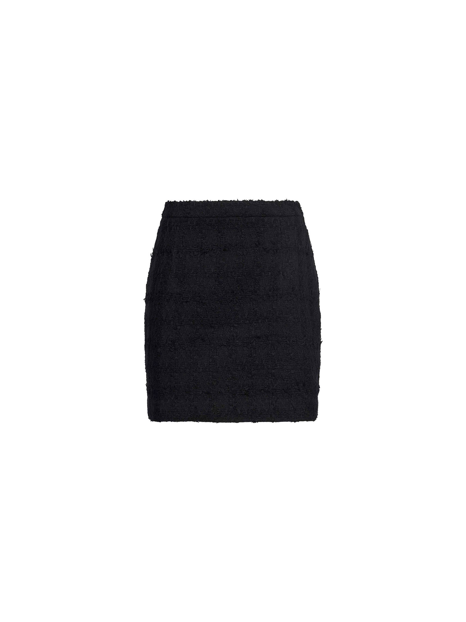 Minigonna bouclè in tweed nero 