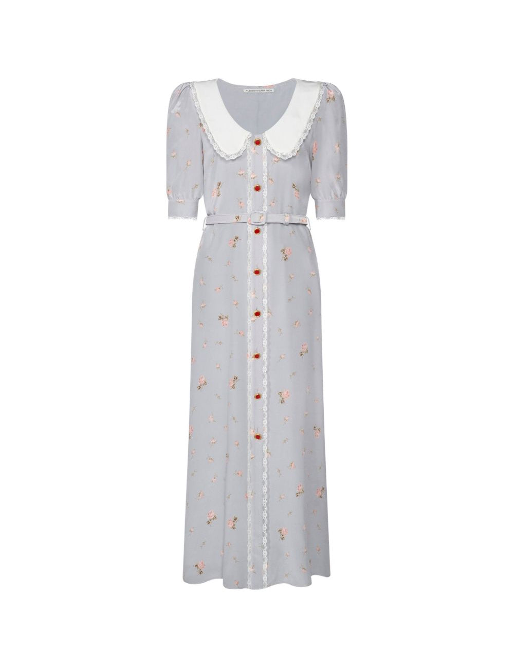 Abito midi con stampa floreale in grigio 