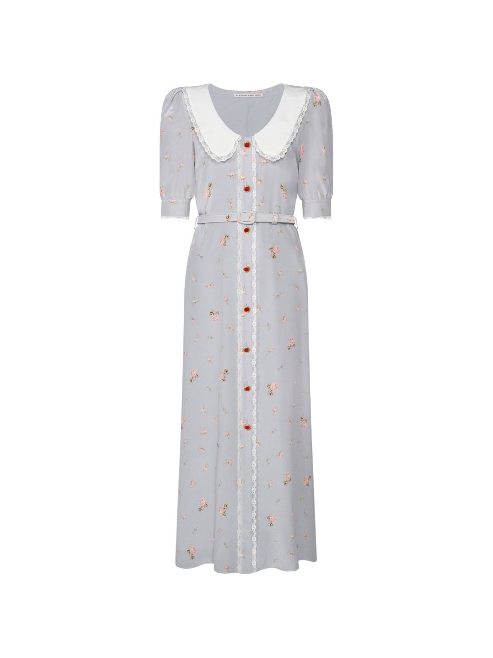 Abito midi con stampa floreale in grigio 