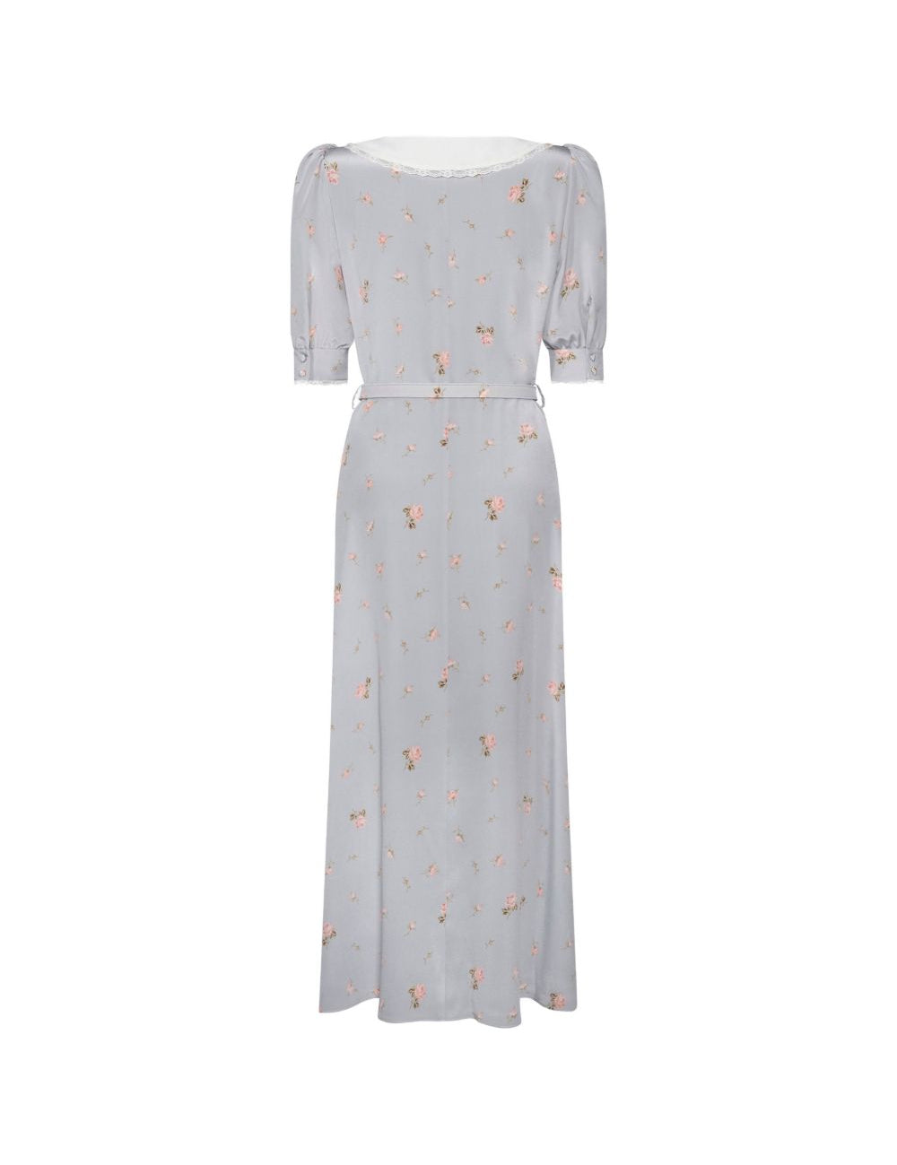 Abito midi con stampa floreale in grigio 