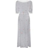 Abito midi con stampa floreale in grigio 