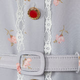 Abito midi con stampa floreale in grigio 