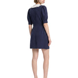 Abito mini in seta jacquard blu 