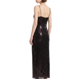 Abito lungo con paillettes nero 