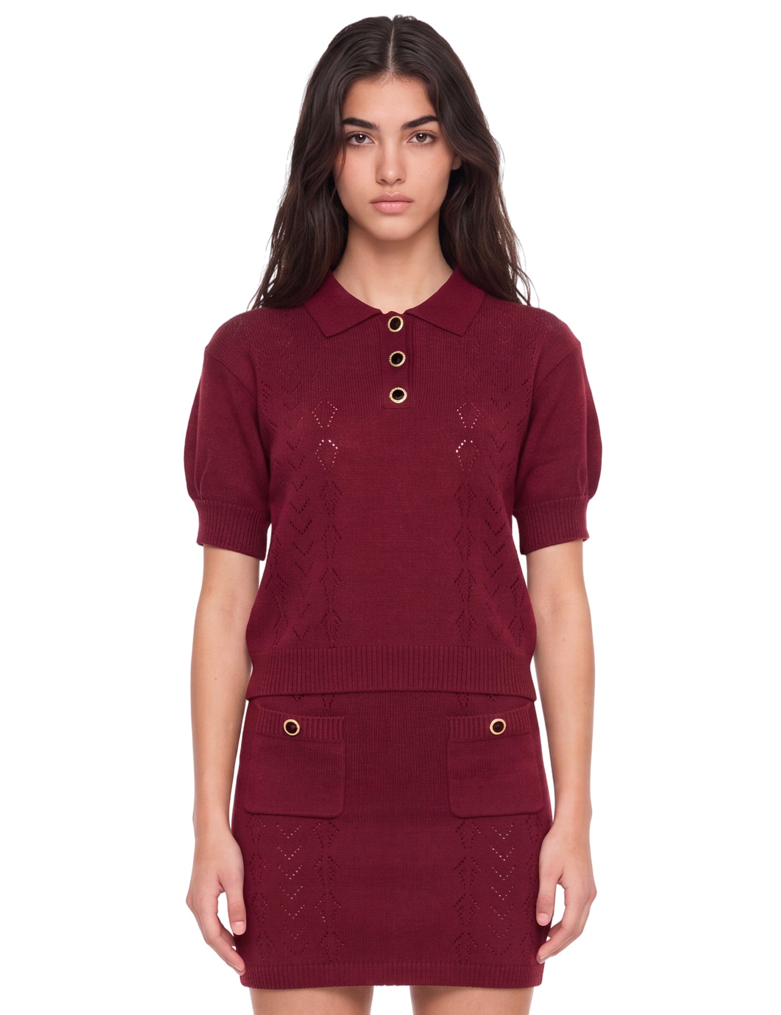 Polo bordeaux in lana merino 