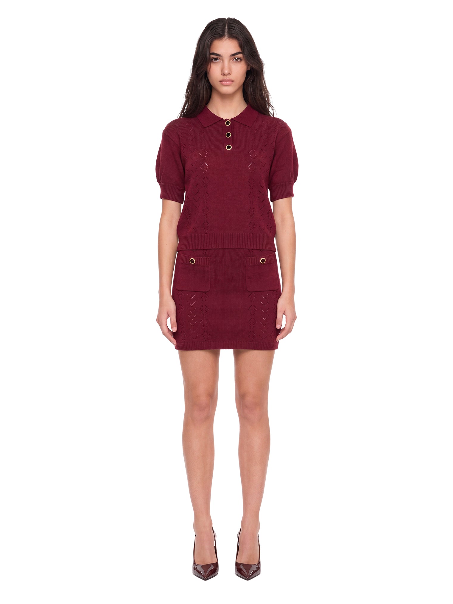Polo bordeaux in lana merino 