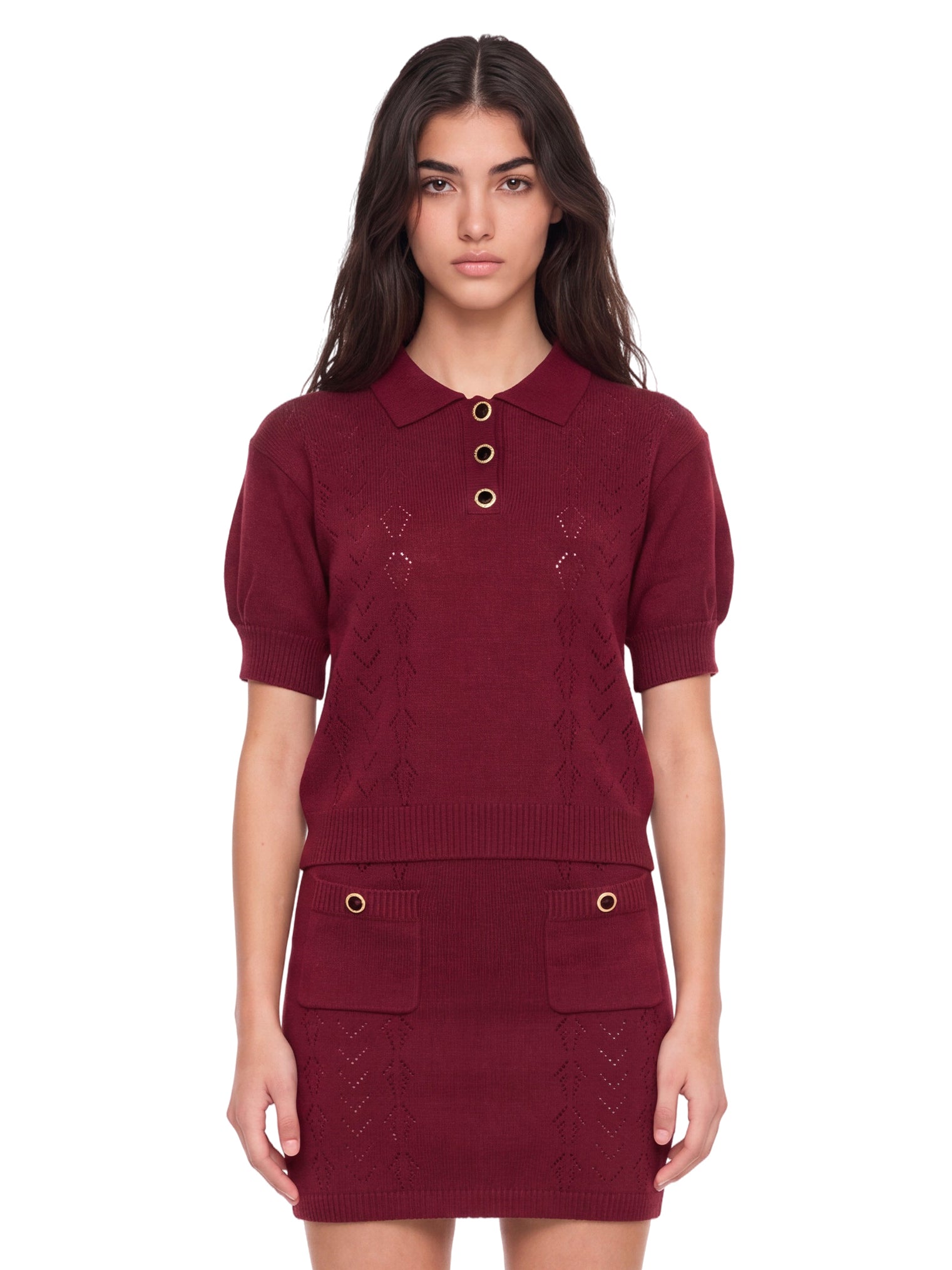 Polo bordeaux in lana merino 