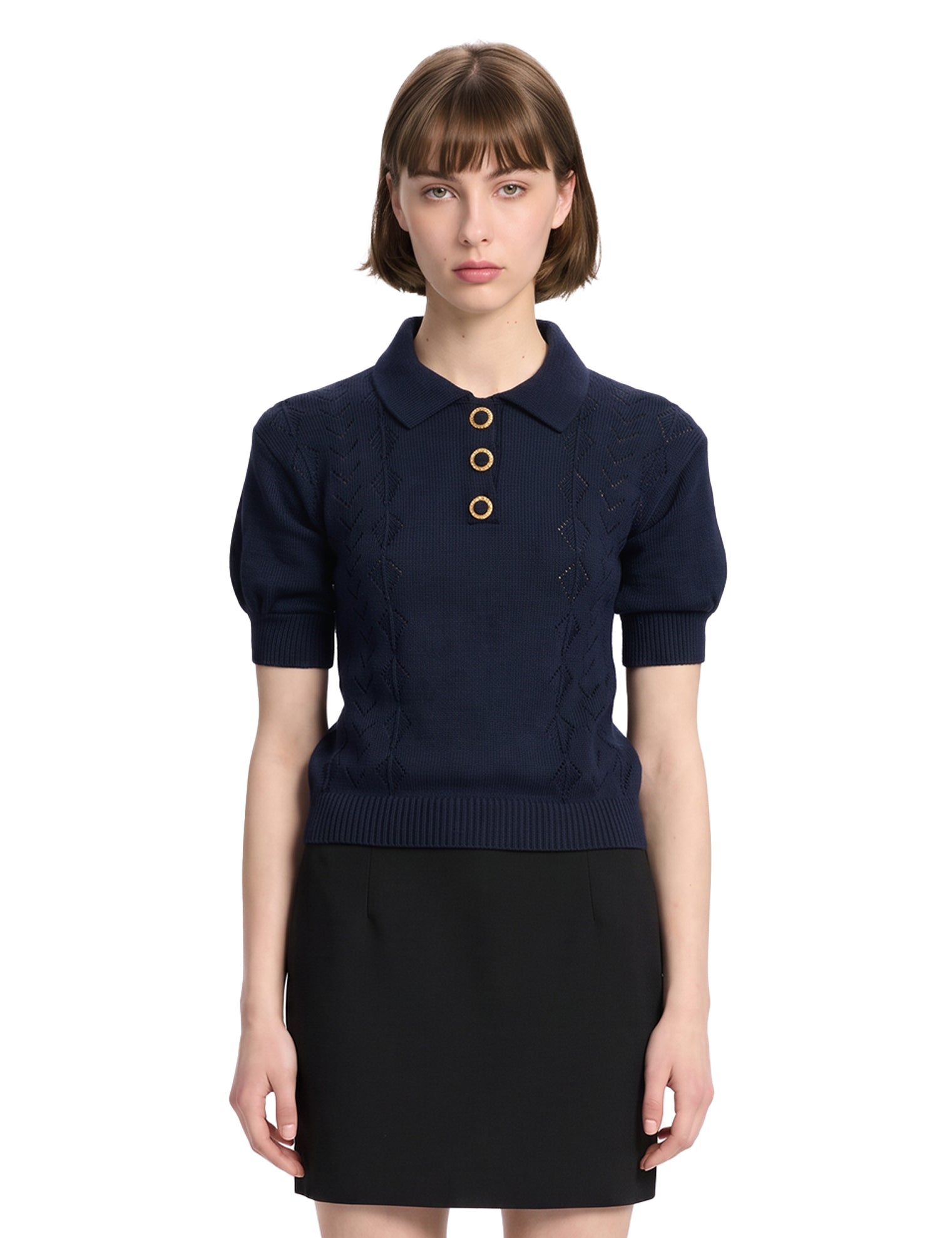 Polo blu in lana merino 