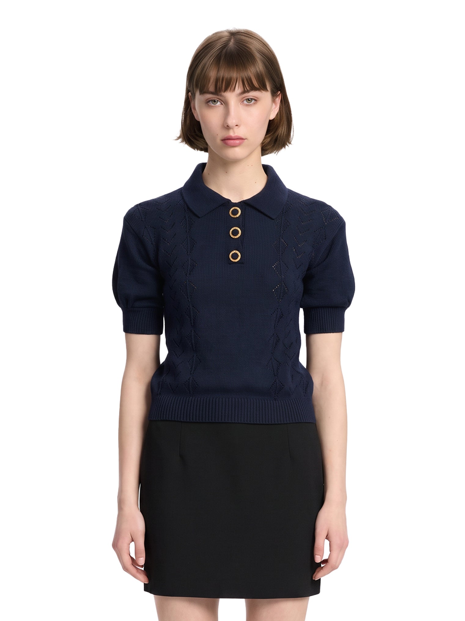 Polo blu in lana merino 