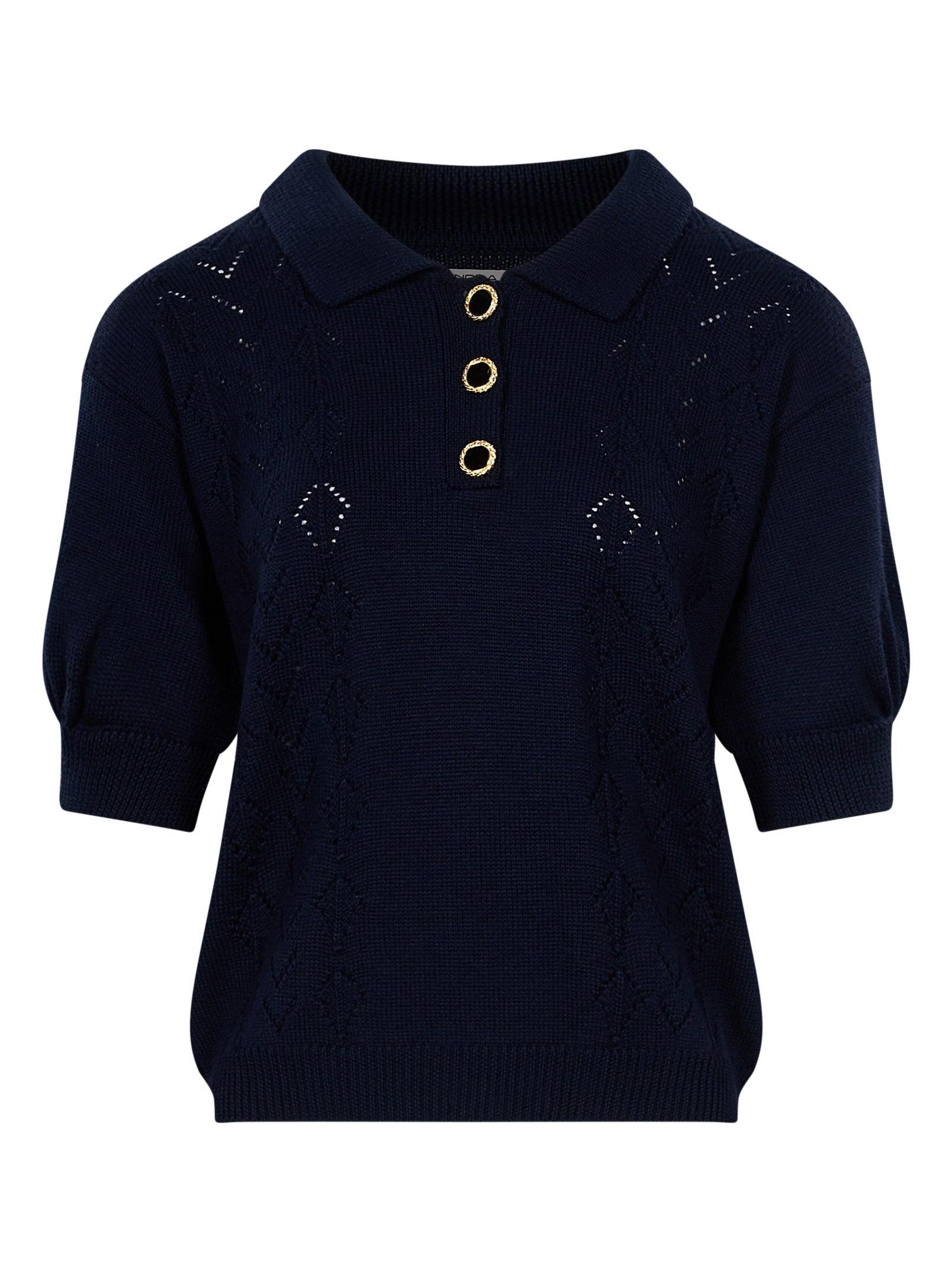 Polo blu in lana merino 