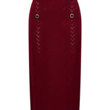 Gonna midi in maglia di lana merino bordeaux 