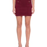 Minigonna in maglia traforata di lana merino bordeaux 