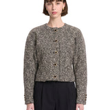 Giacca in tweed melange bianco e nero 