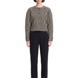 Giacca in tweed melange bianco e nero 