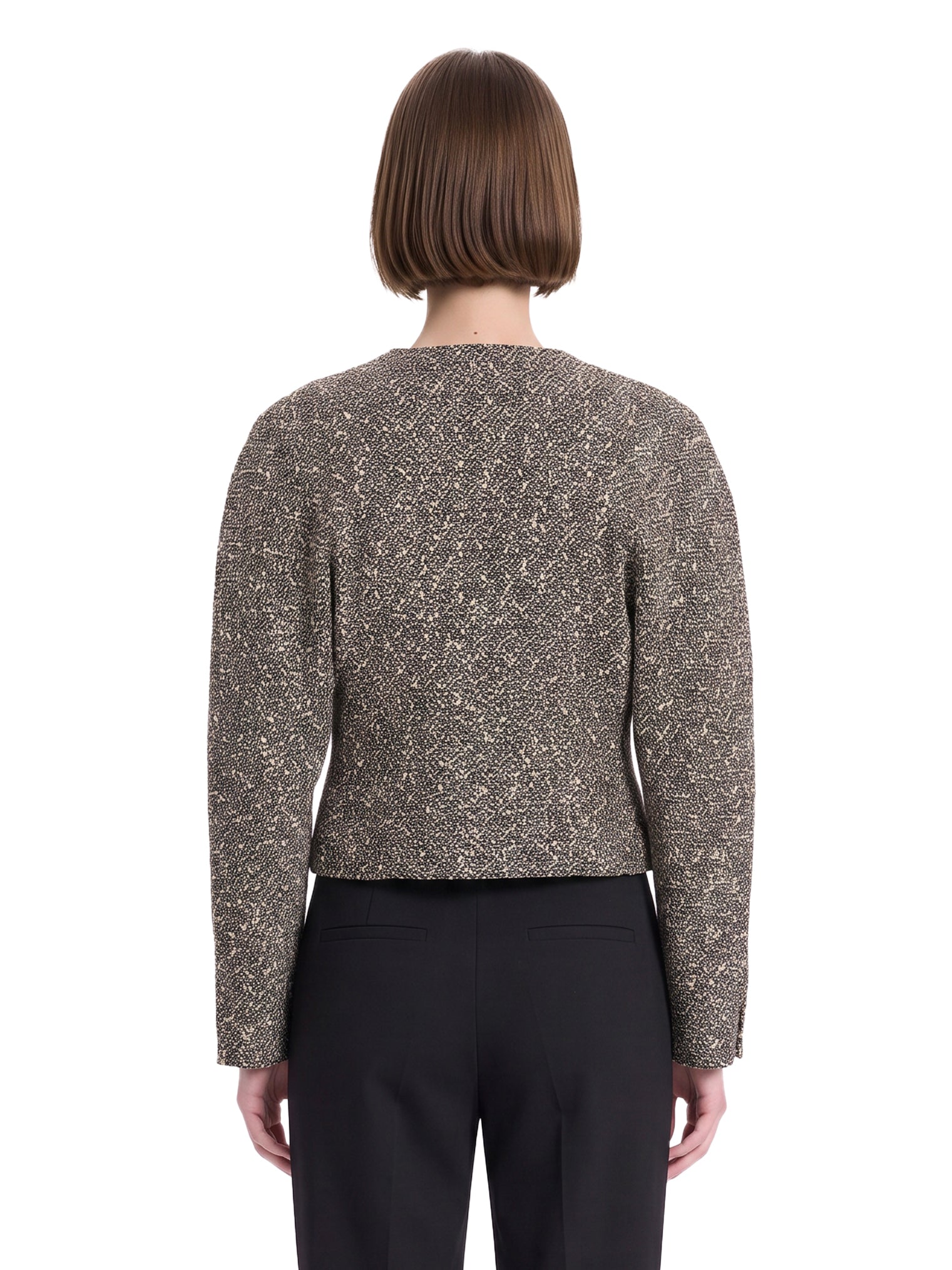 Giacca in tweed melange bianco e nero 