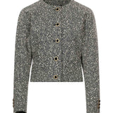 Giacca in tweed melange bianco e nero 