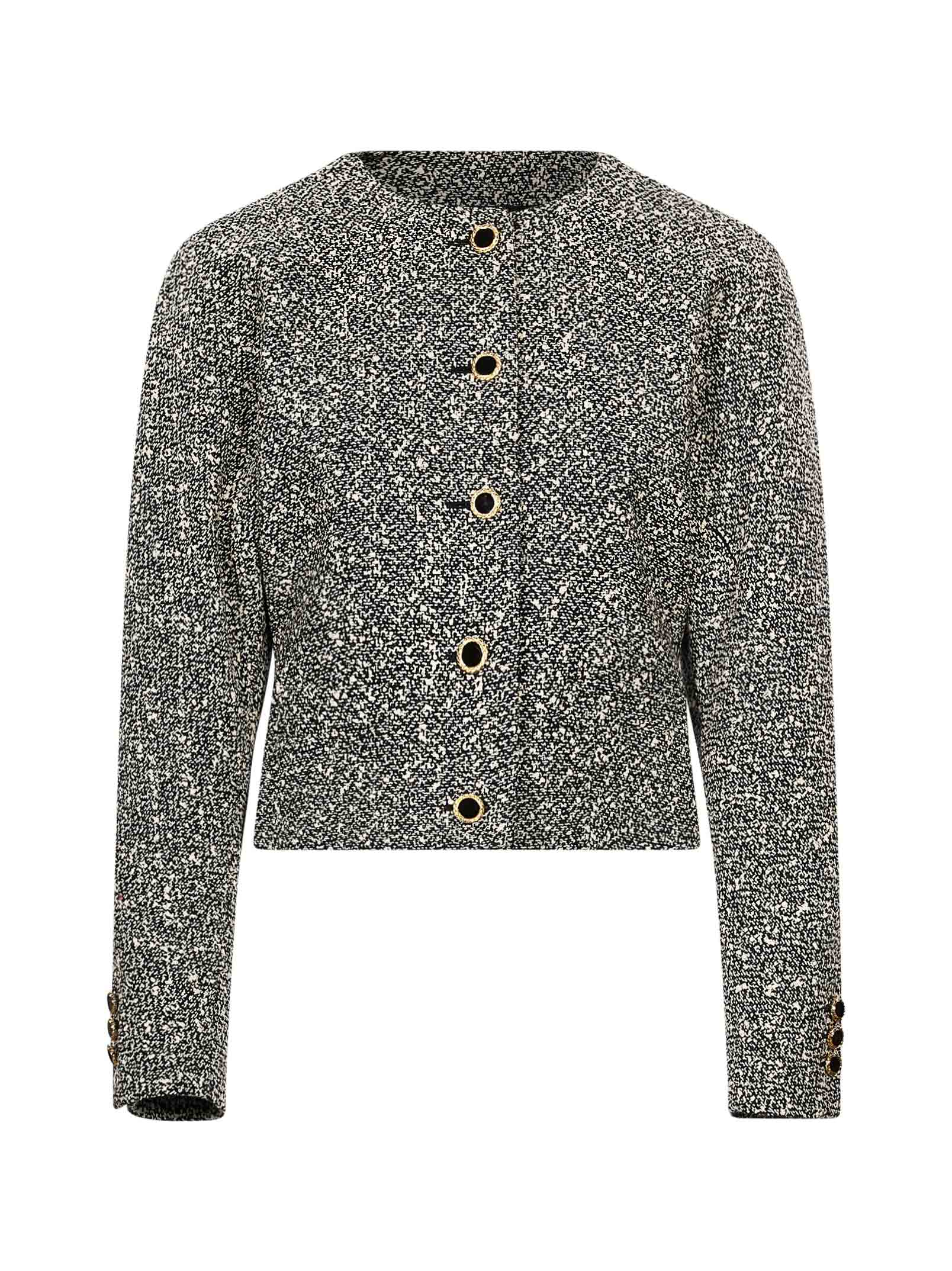 Giacca in tweed melange bianco e nero 