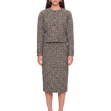 Gonna a tubino in tweed melange in grigio 