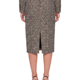 Gonna a tubino in tweed melange in grigio 