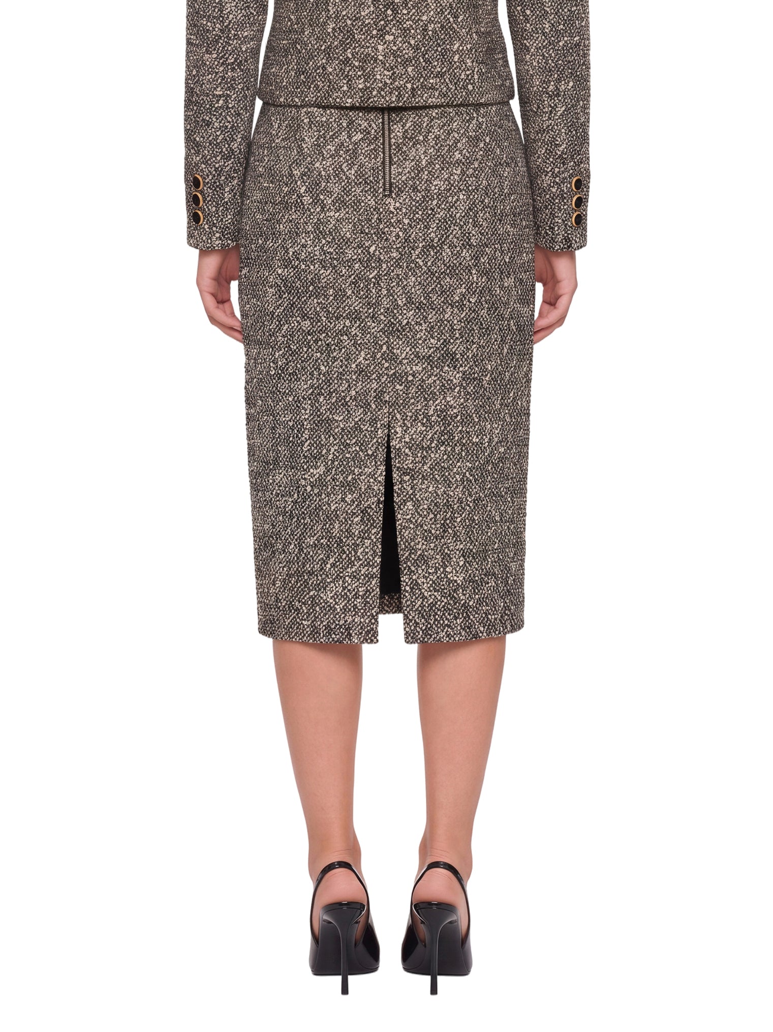 Gonna a tubino in tweed melange in grigio 