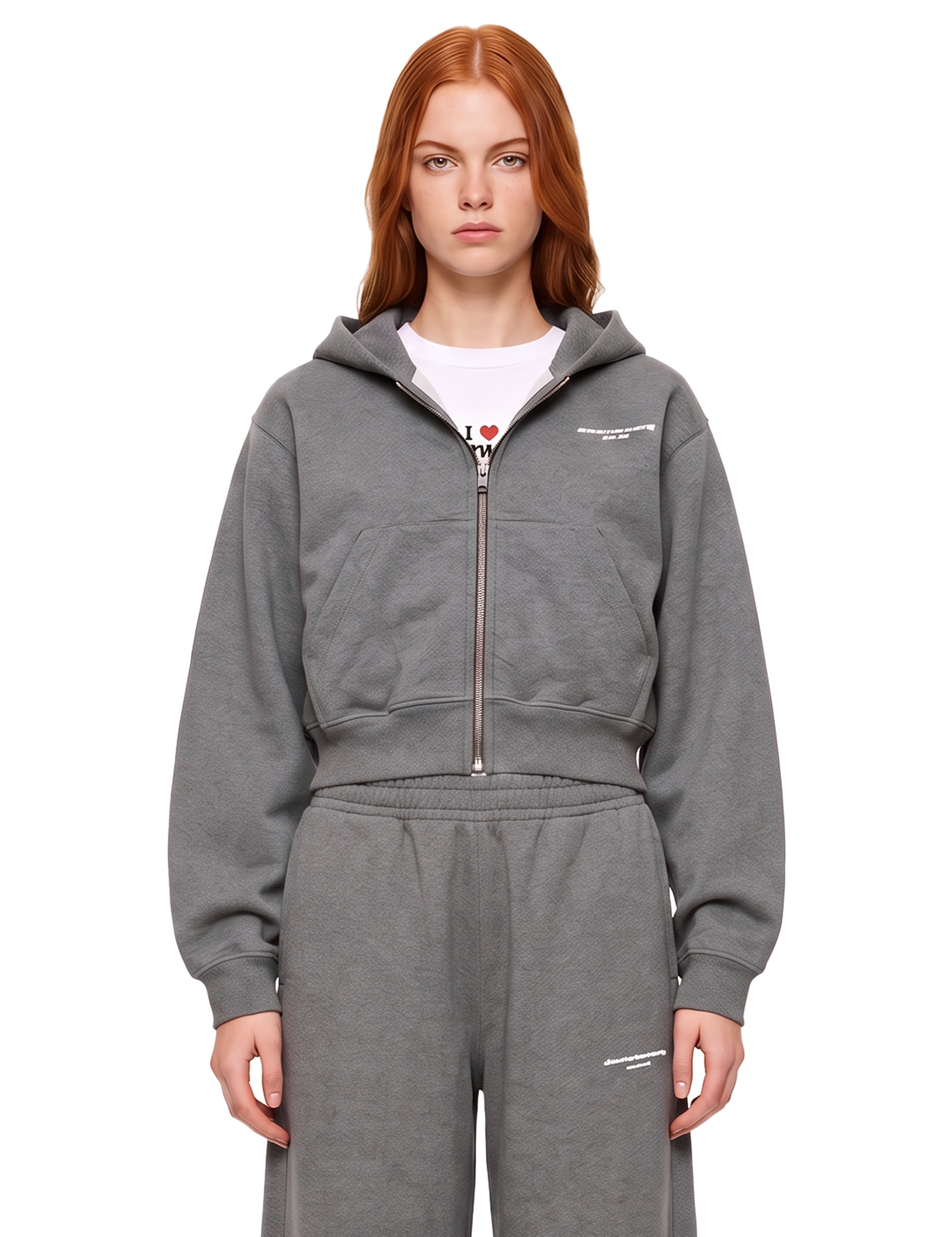 Felpa con cappuccio e zip in grigio 