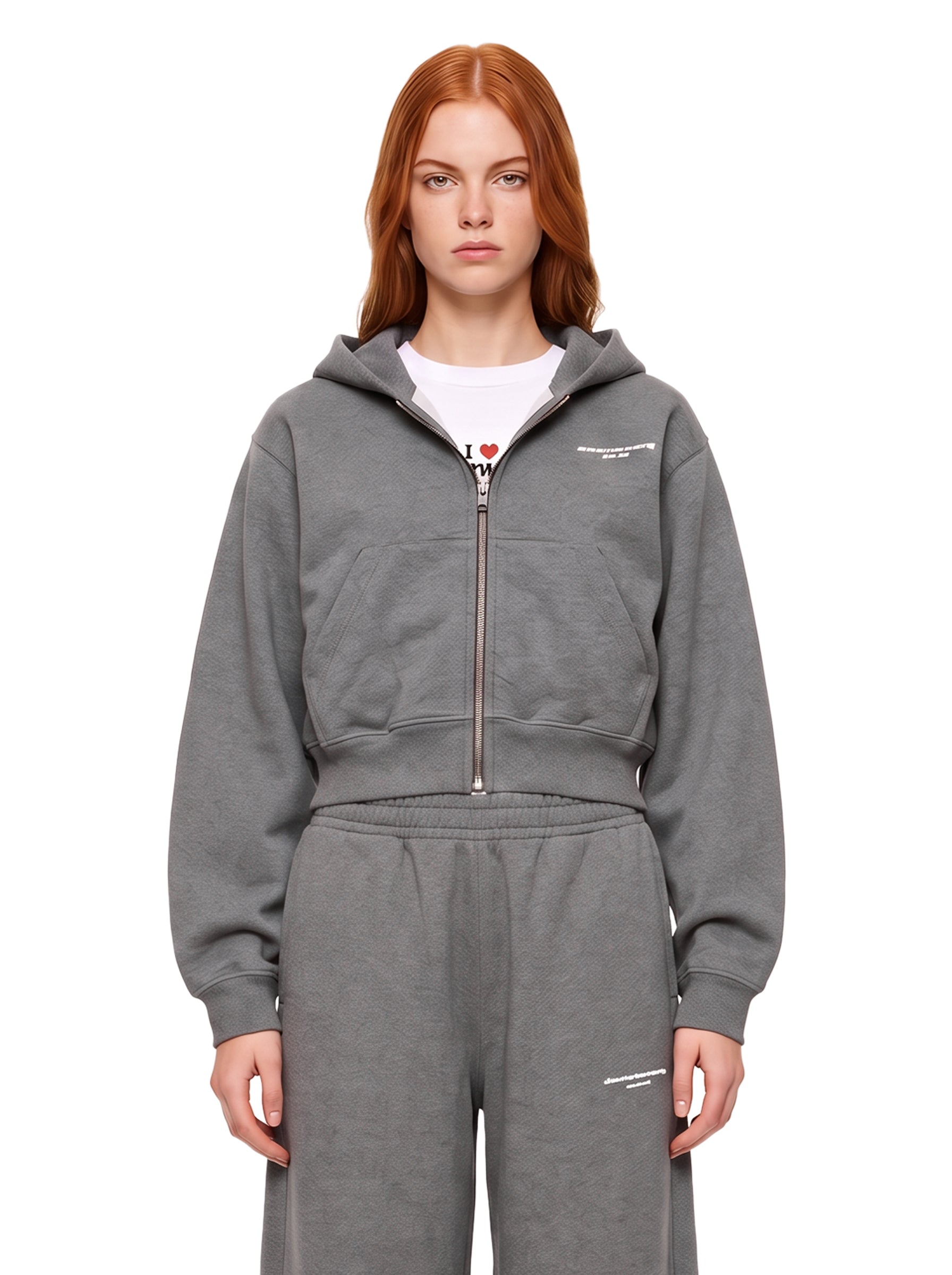 Felpa con cappuccio e zip in grigio 