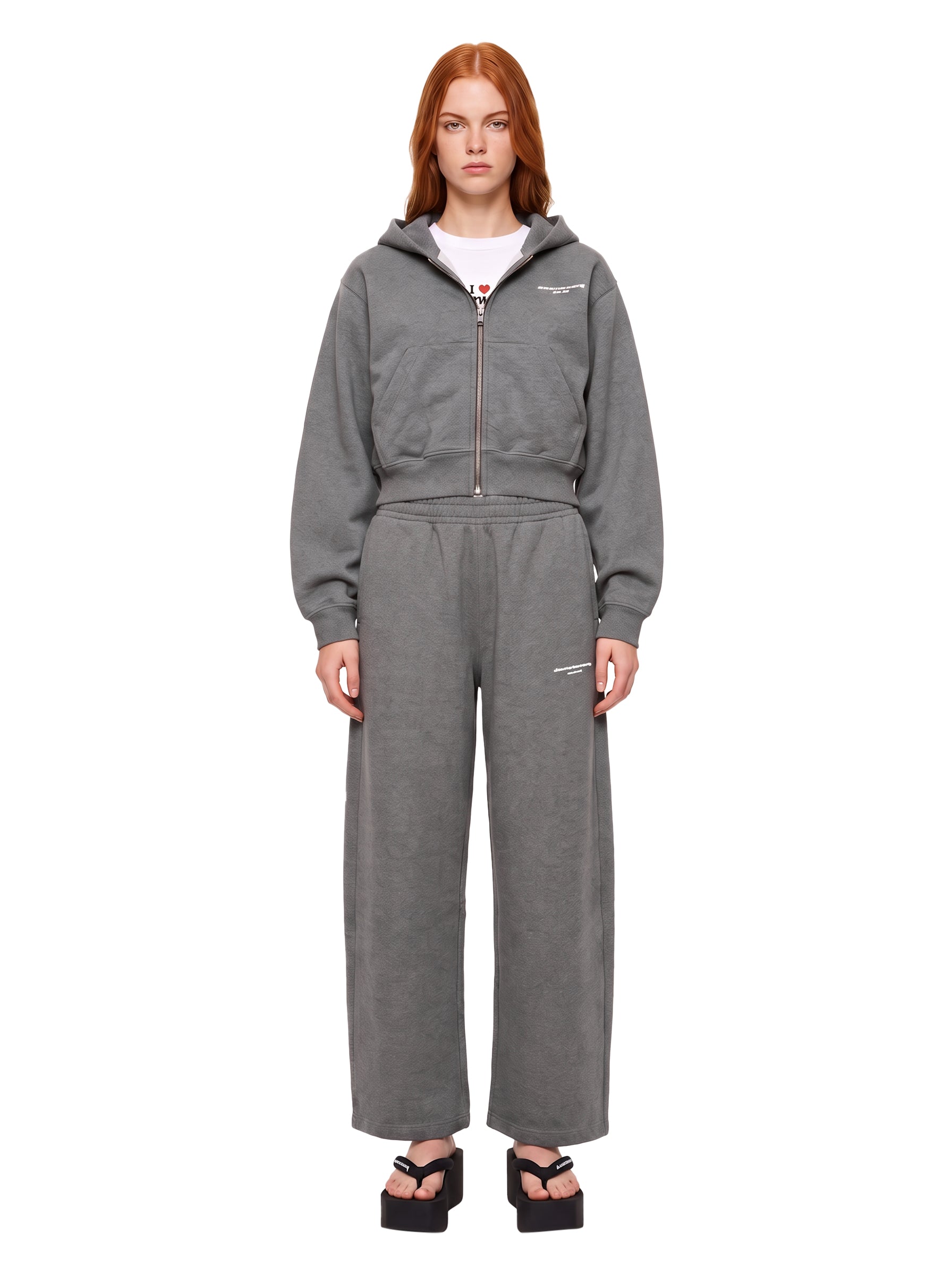 Felpa con cappuccio e zip in grigio 