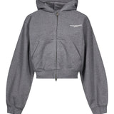 Felpa con cappuccio e zip in grigio 