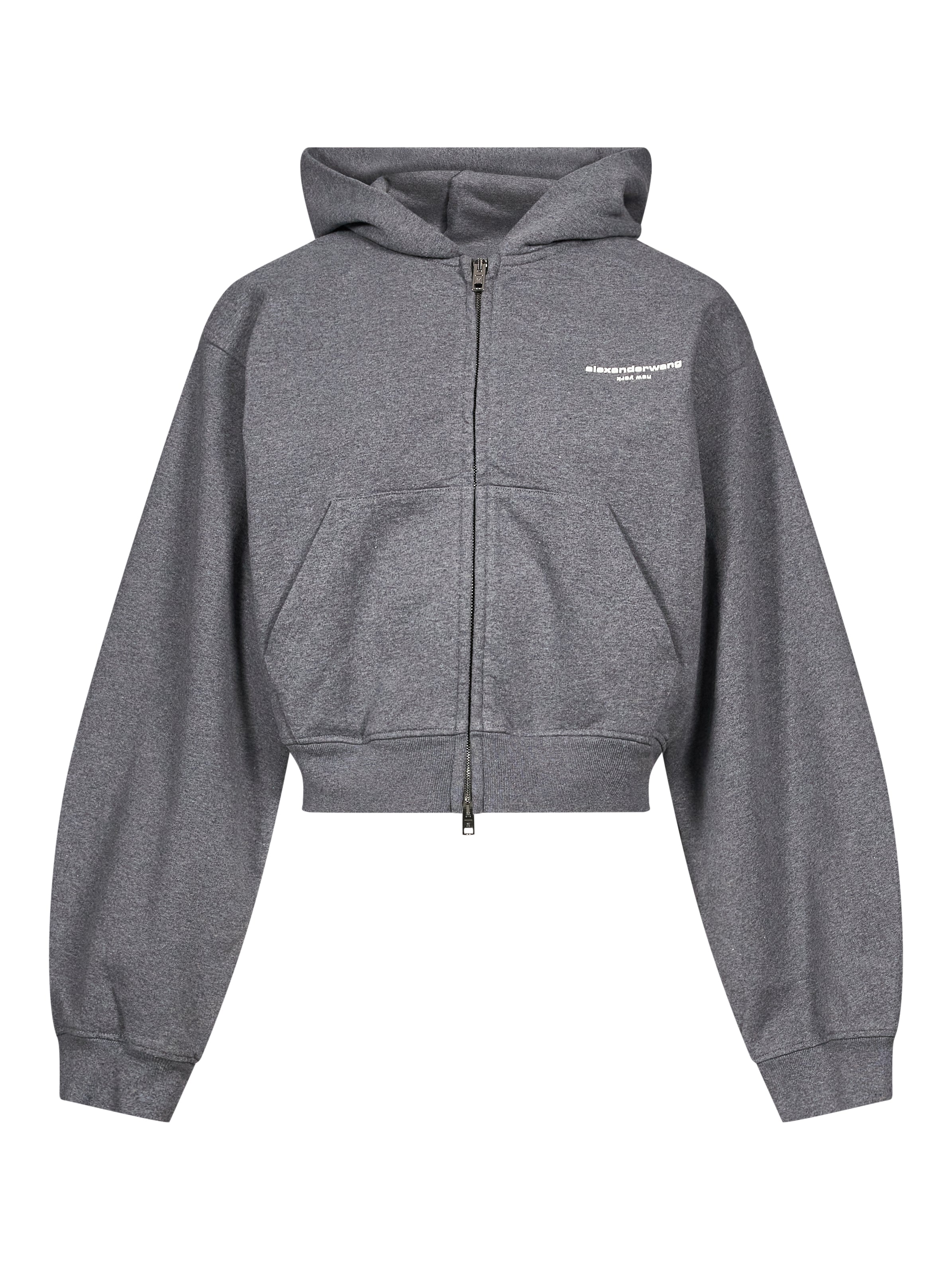 Felpa con cappuccio e zip in grigio 