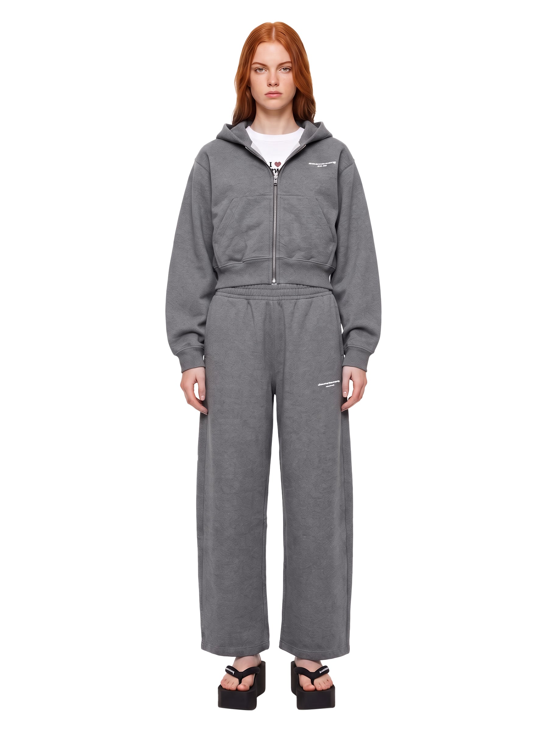 Pantaloni tuta a vita media in grigio 