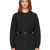 Cardigan oversize con cintura in nero 