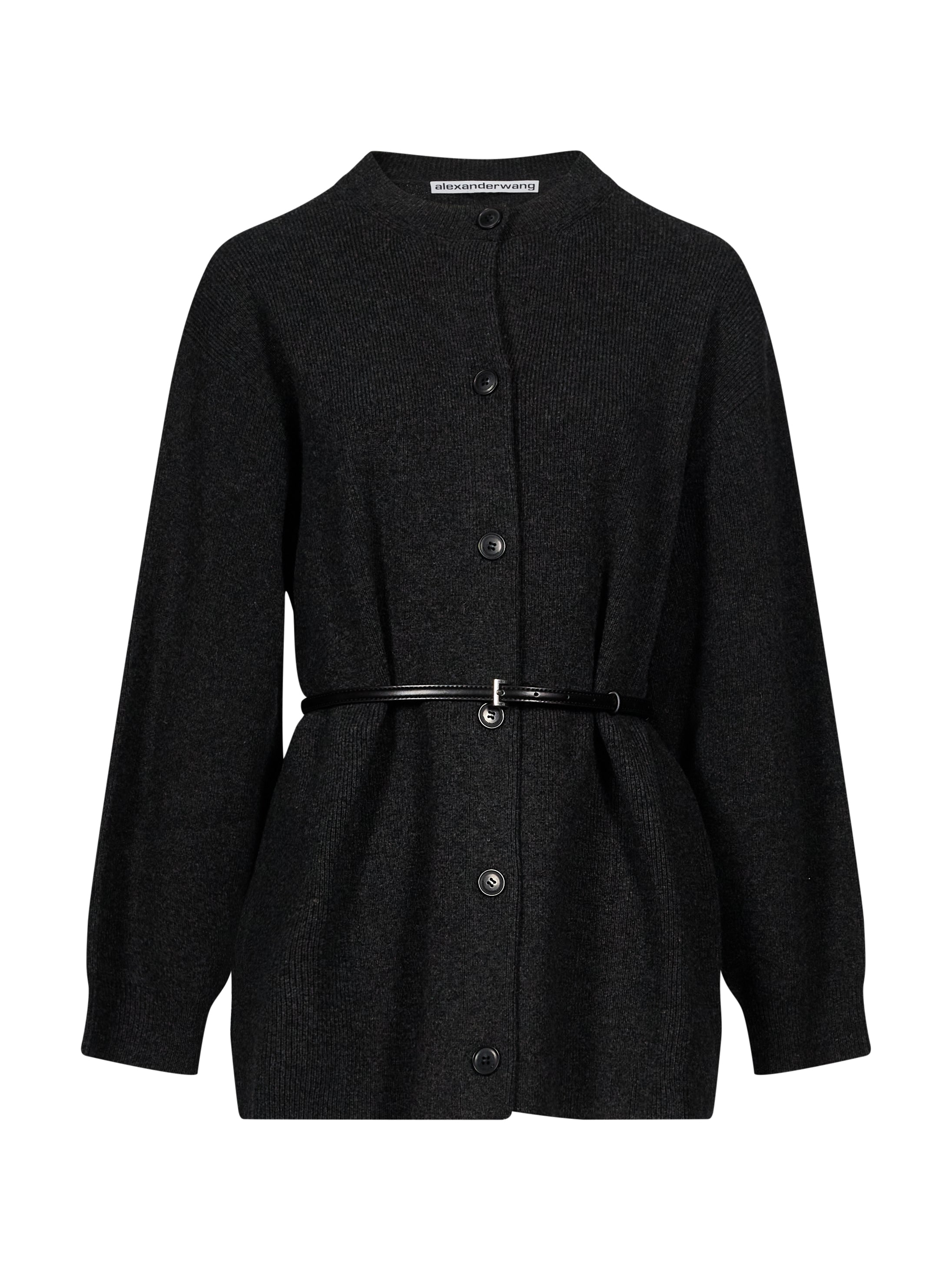 Cardigan oversize con cintura in nero 