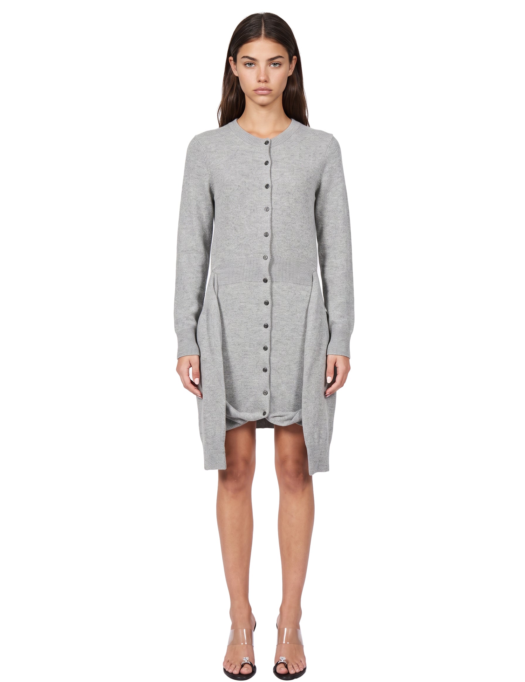 Abito cardigan con maniche annodate in grigio 