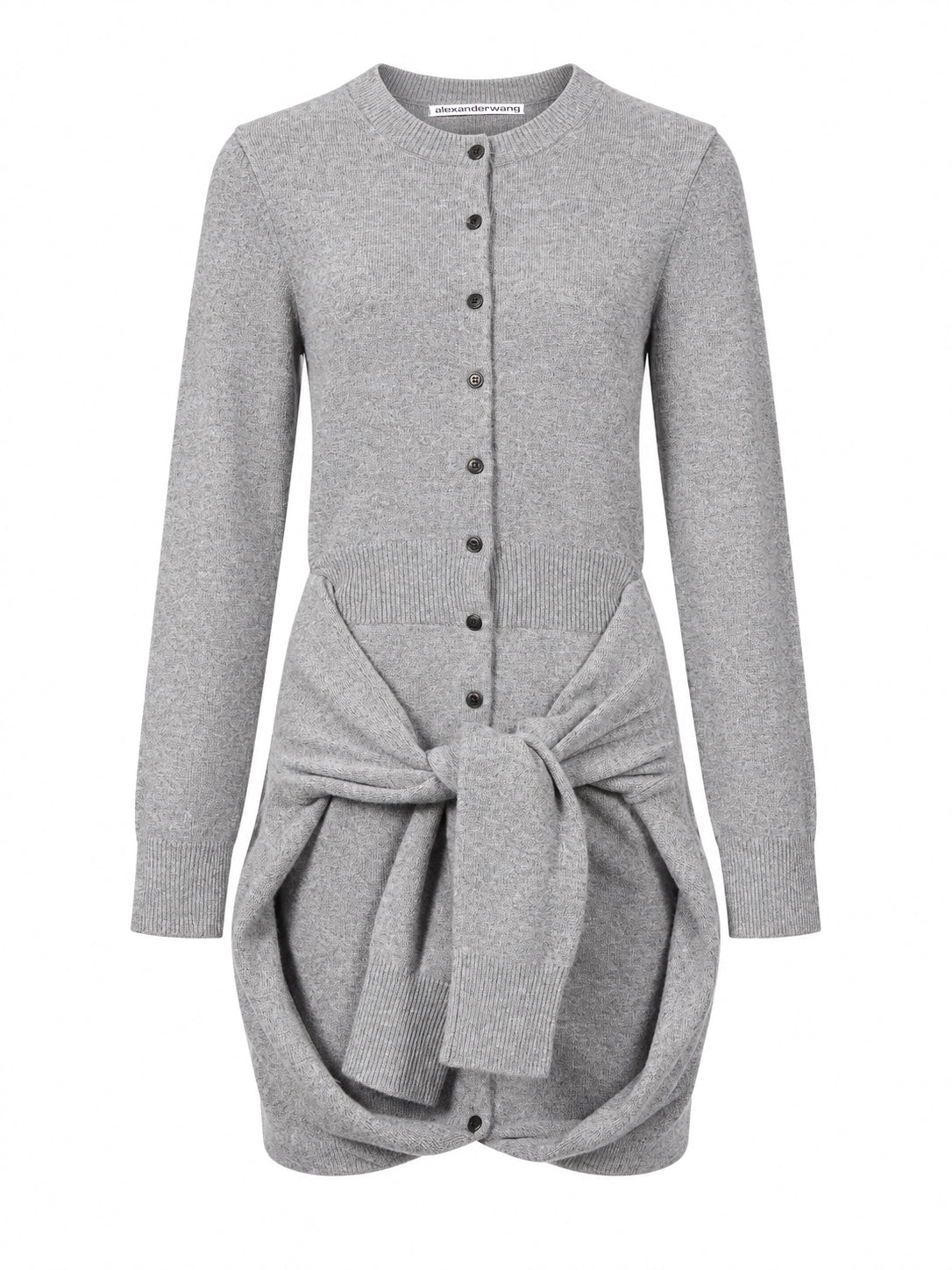 Abito cardigan con maniche annodate in grigio 