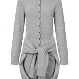 Abito cardigan con maniche annodate in grigio 