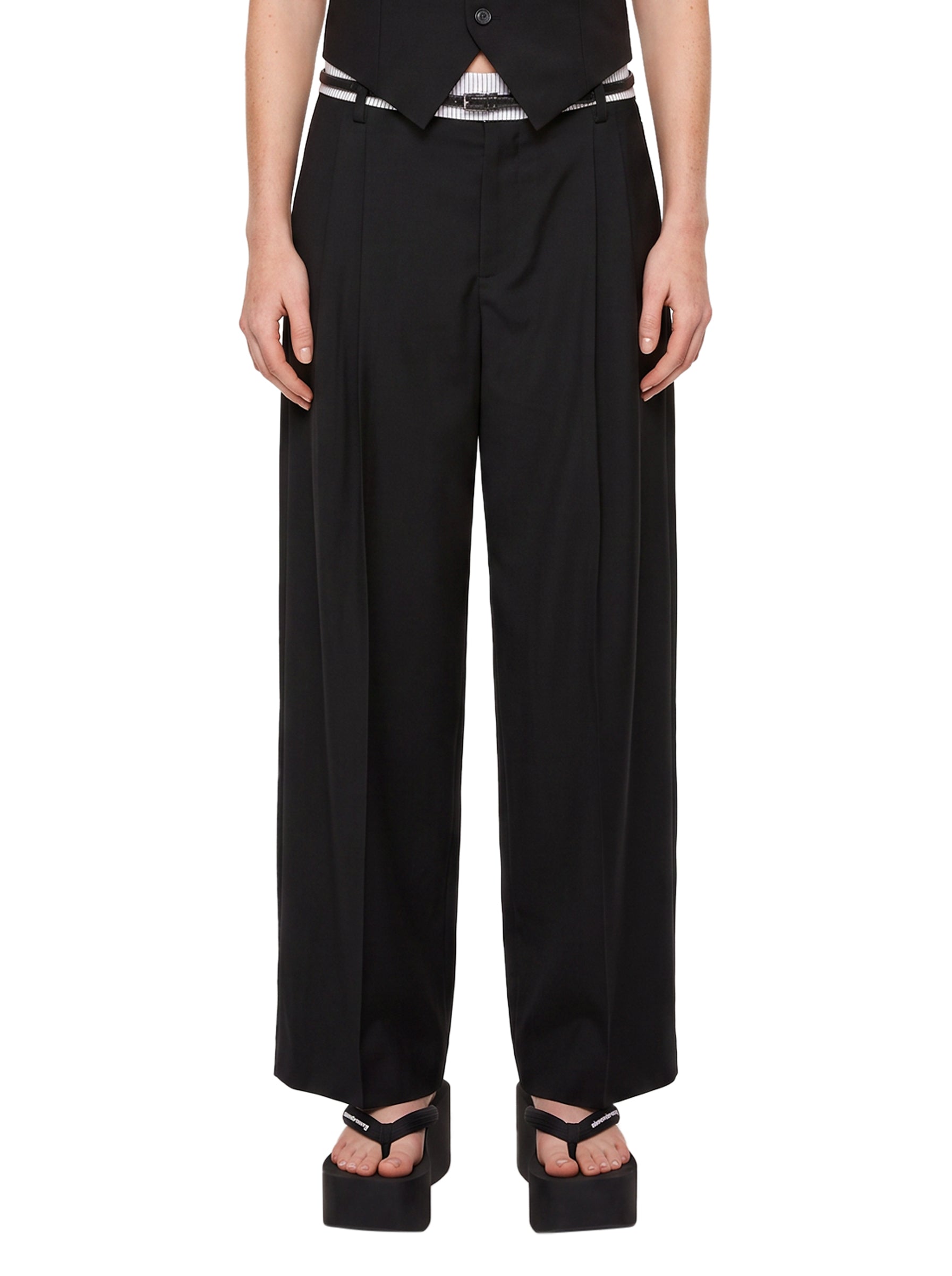 Pantaloni sartoriali con cintura in nero 