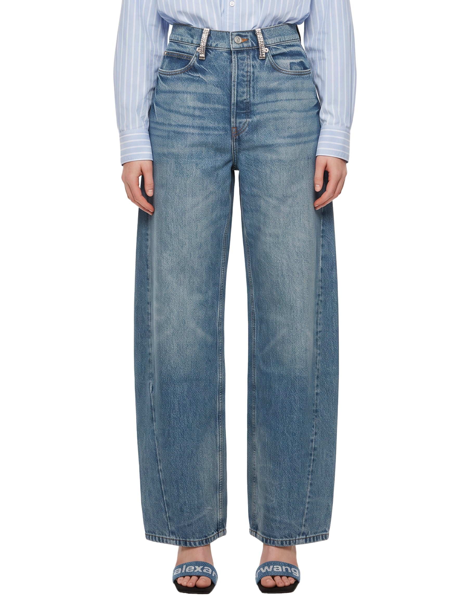Jeans a gamba ampia in blu 