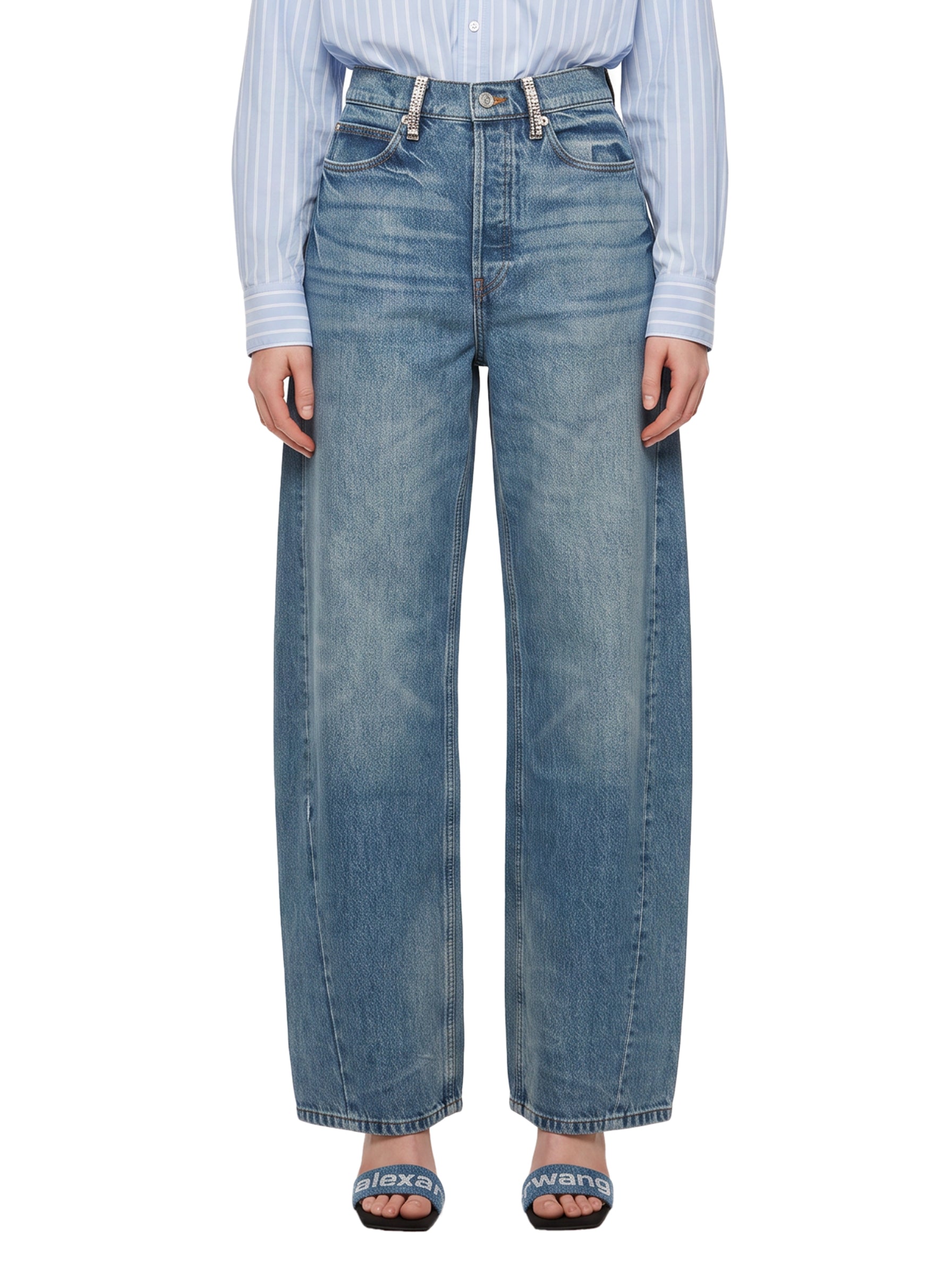 Jeans a gamba ampia in blu 